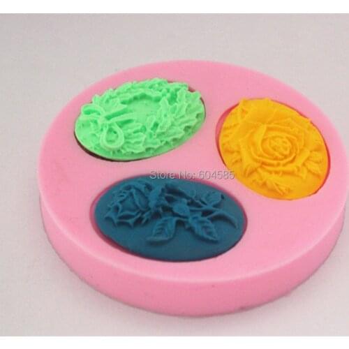 Three different kinds Flowers Silicone 3D Mold Cookware Dining Bar Non-Stick Cake Decorating fondant soap mold FM227