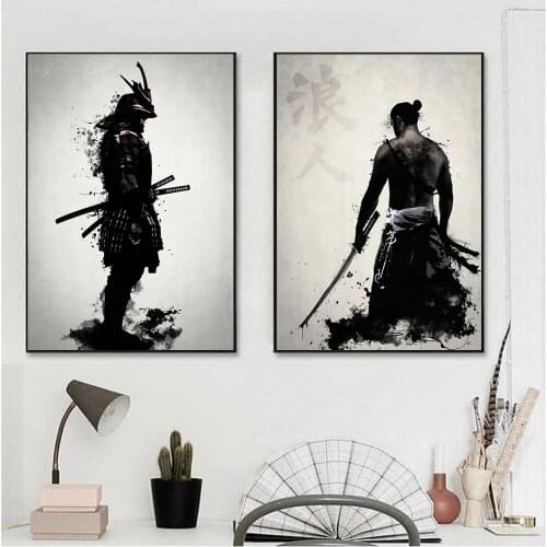 Japanese Ronin Samurai Canvas Paintings Wall Art Prints Poster Living Room Decor Decorative Paintings Wall Home Decor