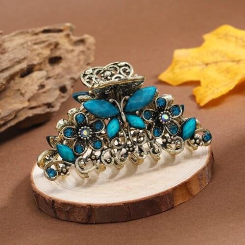 Muylinda Vintage Hair Pins Claw Women Flower Hair Jewelry Wedding Bridal Hair Accessories Crystal Hair Clip Crab