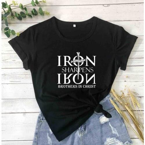 Iron Sharpens Iron Brothers In Christ Mens Ministry Christian unisex T Shirt The Armor Of God slogan graphic religion tees tops