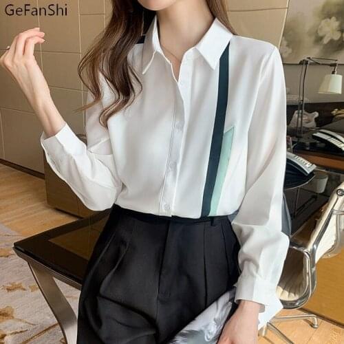 Autumn Turn-Down Collar Multicolor Chiffon Women Long Sleeve Casual Shirt Womens Korean BF Style Chic Tops Feminina Blusa
