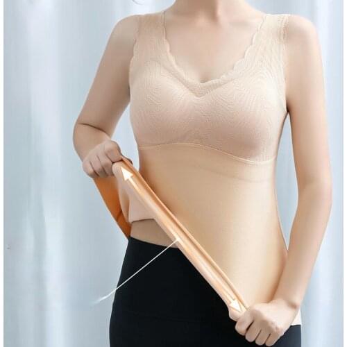 Women 2021 Winter New Fashion Solid Color Lingerie Tops Female Thermal Underwear Vest Tops Ladies V-neck Warm Tank Tops E296
