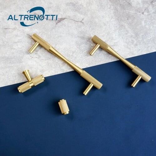 Modern Cabinet Furniture Handle Gold Brass T Bar Kitchen Cupboard Door Pull Wardrobe Drawer Dresser Simple Knob Metal Hardware