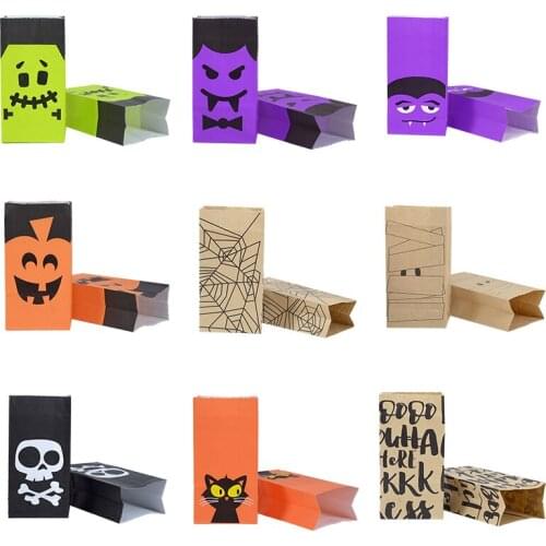 10/20pcs Kraft Paper Bag Pumpkin Ghost Vampire Gift Bags Packaging Biscuit Candy Food Cookie Takeaway Bags Halloween Supplies