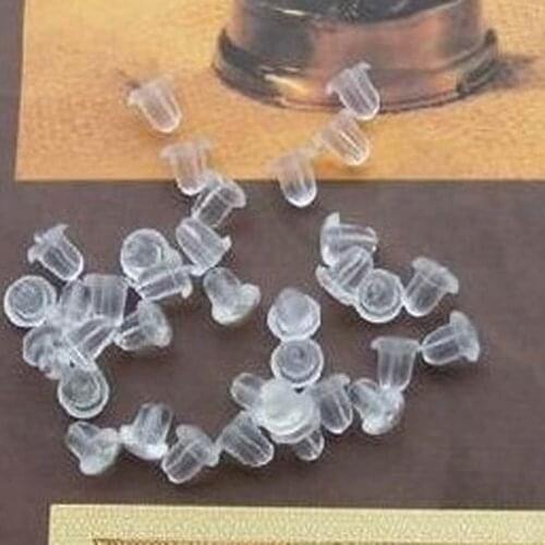 100 / Lot Earrings Jewelry Accessories Bullet Plastic Ear Plugging / Blocked, Earring Back