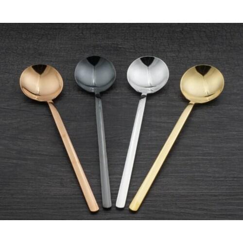 100pcs/lot S/M/L size 304 Stainless Steel Dinner Spoon Kitchen Fork Restaurant Serving Spoon Long Handle Soup Scoop