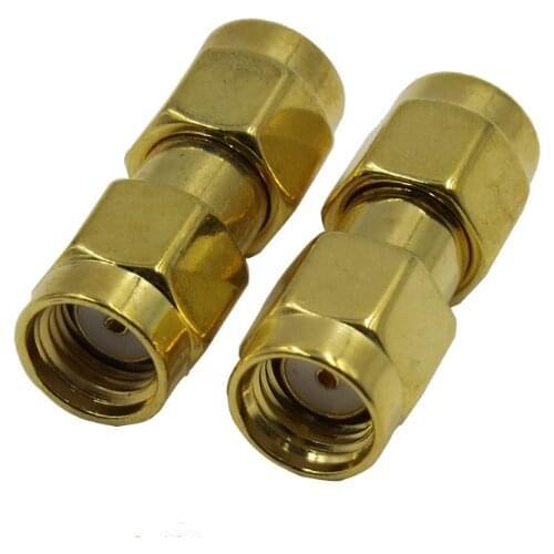 2pcs Adapter RP SMA Male Jack To RP SMA Male Plug Brass Straight Coaxial RF Connectors