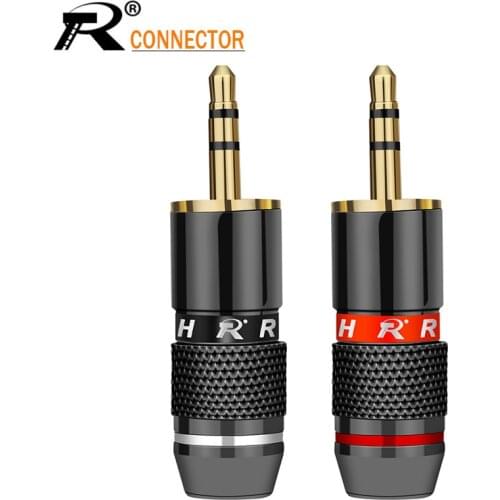 4pcs 3.5mm Jack 3 pole Audio Plug Gold-plated Earphone Adapter For DIY Stereo Headset Earphone or Used for Repair Earphone