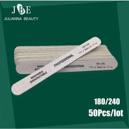 50Pcs Wooden Nail Files for Manicure Wood Buffer 180/240 Pedicure Nail Art UV Gel Polisher Grey Thick lime a ongle professionel