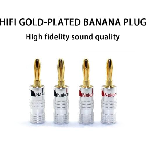 Banana Connectors Excellent New 24K Gold plug,Nakamichi Speaker Banana Plugs, For Audio Video Speaker Connector Black Red Color