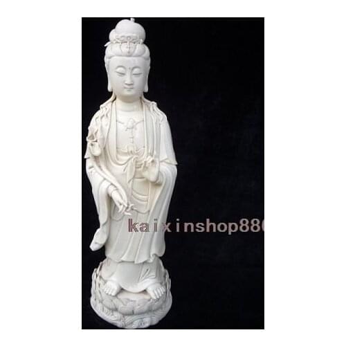 Blanc De China Dehua Porcelain Statue Of Kwan-yin & Kid