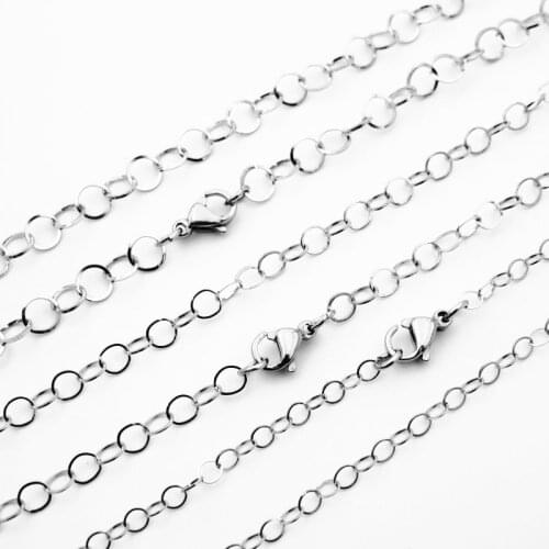 3/4/5mm Width Women Chain Round O Chain Rolo Chain Necklace Stainless Steel Jewelry
