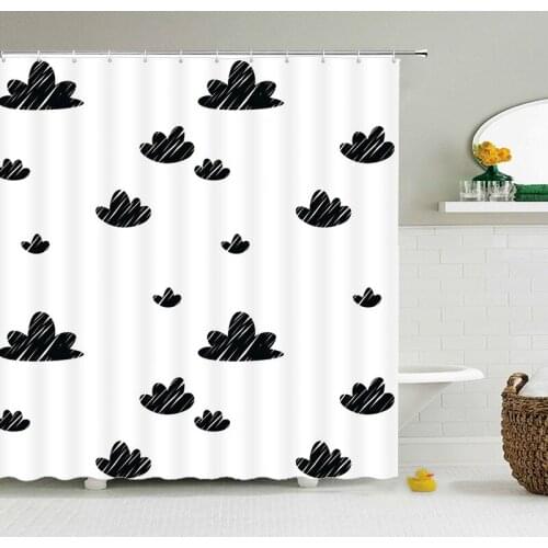 Cartoon Black white Bathroom Shower Curtains Bath Curtain Waterproof Polyester cloth Bathing Curtain Home Decor Curtain 12 Hooks