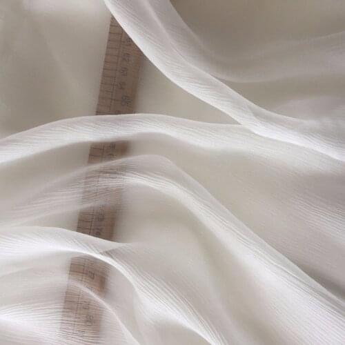 Howmay 100% pure silk fabric crinkle georgette ggt 5m/m 55" 140cm natural white for DIY handmade or sewing dress scarf tulle