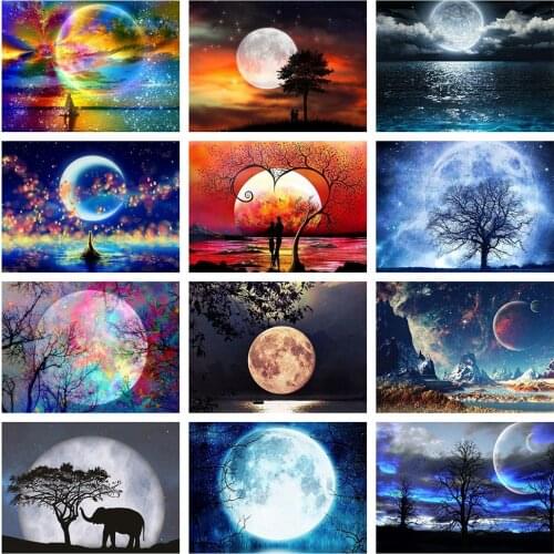 Evershine Diamond Painting Full Square Moon Rhinestones Pictures Mosaic Diamond Embroidery Sale Scenery Cross Stitch Crafts Kit