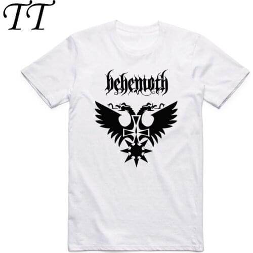 Asian Size Men Print Behemoth Band Black Metal Death Punk Rock Fashion T-shirt Short sleeve O-Neck Polyester T-shirt HCP4024