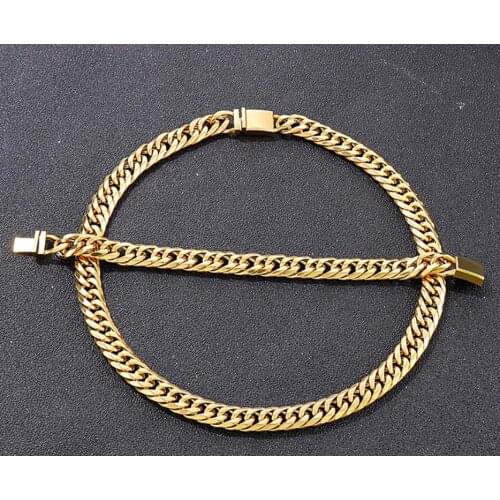GNAYYHZ Mens Fashion Jewelry Set Necklace + Bracelet Gold Stainless Steel Cuban Curb Link Chain 12mm 24''+8.26