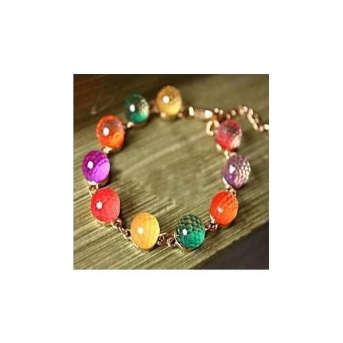 Hot selling Colorful Candy glass crystals beads Chain Bracelet