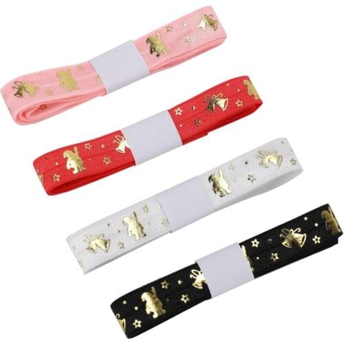 HSDRIBBON Foe 5/8 inch foil printed on fold over elastic 100Yards/Roll