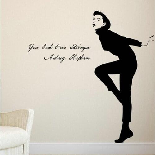 Personality Retro Trend Characters Wall Decoration Stickers Sofa TV Background Wall Art Bedroom Wall Decal Audrey Hepburn A890