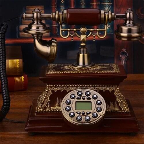 Classical Brand Old fashioned rotary solid wood fixed telephone vintage dial telephone
