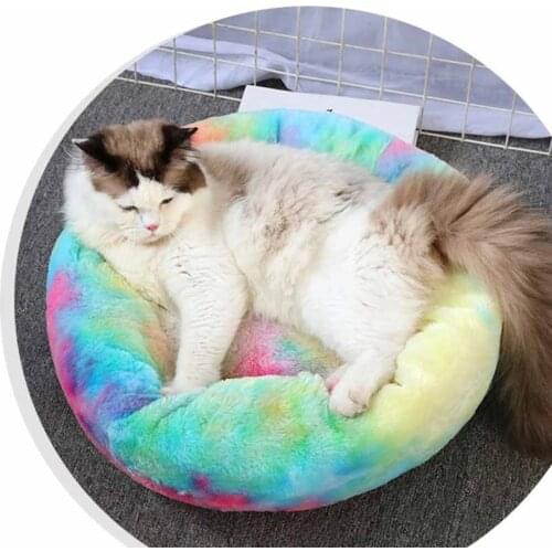 Round Dog Beds Soft Short Plush Thick Pet Cat Bed For Dogs Basket Cushion Cat Mat Animals Sleeping Sofa Pet Products