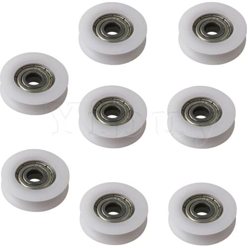 Mini Ball Groove Track Roller Bearing Steel Pulley Wheel White Pack of 8