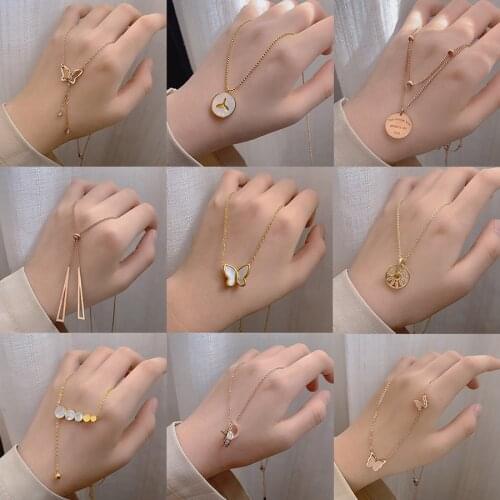 Fashion Banquet Butterfly English Number Contracted Necklace Feminine Temperament Collarbone Chain New Fashion Jewelry