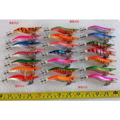 MR OUTOPUS,100pcs 2.5# squid jigs.squid hook.wood shrimp.artificial baits,fishing accessory,hard lure .fishing tackle.10cm, 12g