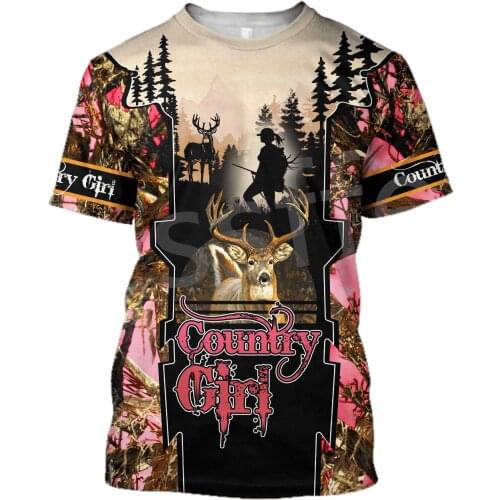 Tessffel Newest Deer Hunter Animal Hunting Camo Tattoo 3DPrint Men/Women Summer Casual Tee Short Sleeve T-Shirts Streetwear A1