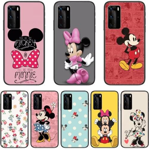 Soft Phone Mobile Case Cute Minnie Micky Mouse Disney Cartoon Phone Case For Huawei P 40 30 20 10 Lite Smart Z Pro Black Etui C