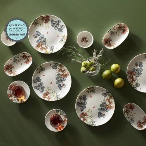 Peony 18 Pieces Breakfast Set for 4 People Delightful Colorful Flowers Modern Style Breakfast Set