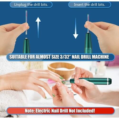 Y1UF 16Pcs Nail Drill Bits Set 3/32 Inch Nail Art Grinding Heads Tools Carbide Tungsten Steel Cuticle Remover Bits