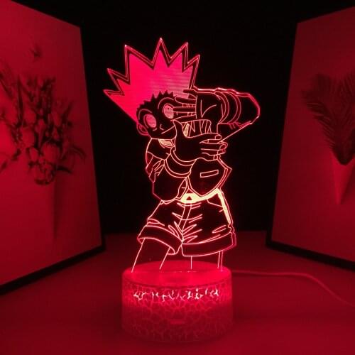 Hunter X Hunter Anime Figure Gon Freecss Night Light LED Battery Powered Nightlight for Child Bedroom Decor 3D Lamp Kids Gift