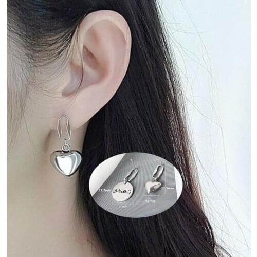 New Fashion Contracted Glossy Solid Circle Heart Fine Dangle Earrings Joker Temperament Women Piercing Drop Earrings Gift