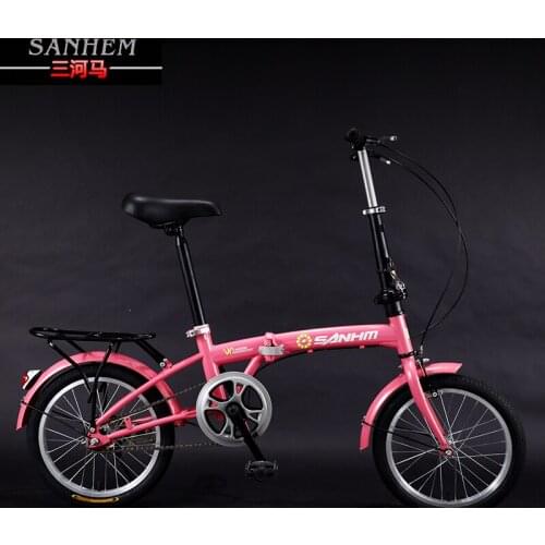 New Adult Children Portable Student Commuter Single Speed Small Manned Bicycle 16 Inch Folding Bike