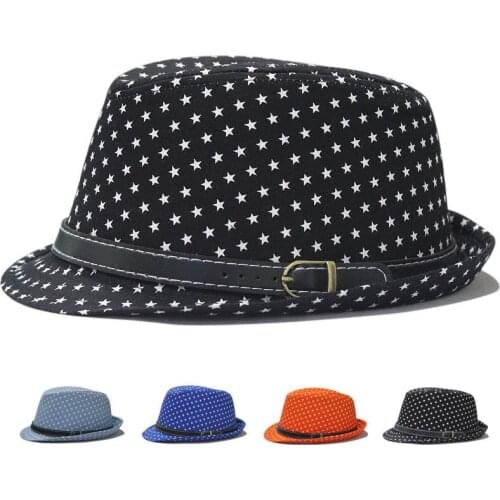 New Style Spring And Summer Fashion Cotton Fedora Man Spring Casual Top Hat Female Summer Shade Jazz Cap Stars Pattern