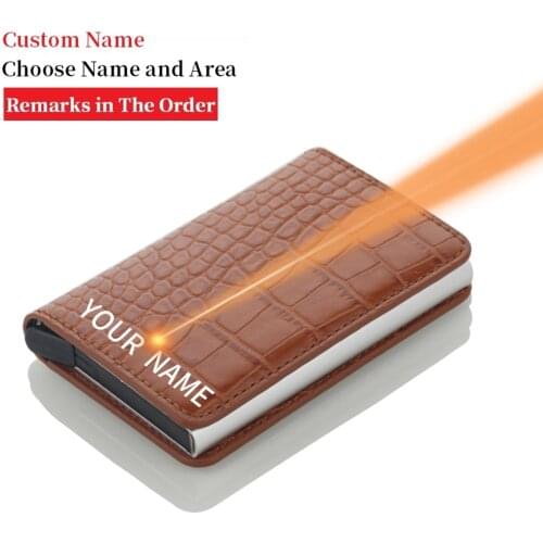 New Unisex Credit Card Holders PU Leather Blocking Rfid Wallet Men id card holder Security Information Aluminum Card Case Purse