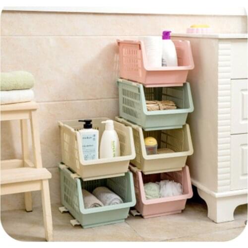 Kitchen storage basket, plastic drain dish rack, stackable storage basket, vegetable and fruit plastic basket, sundries storage