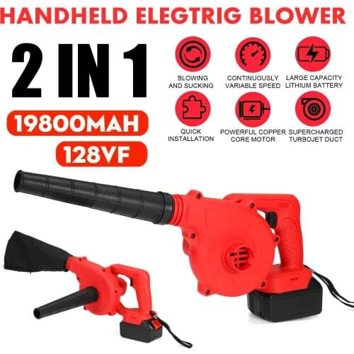 128VF 19800mAh Portable Handheld Electric Air Blower with Li-ion Battery, Cordless Blower Vacuum Cleaner Blowing and Suction
