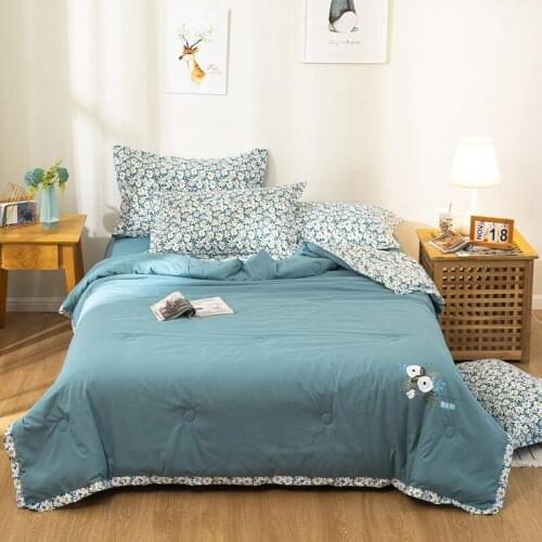 Simple Summer Cool Quilt Air Condition Thin Comforter Double Side Use Multi Colors Flower Comfortable Blanket Suitable For Adult