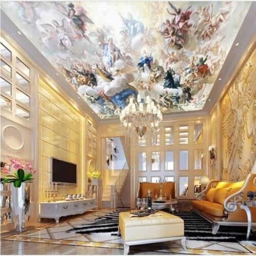 Custom Size Self Adhesive wallpaper 3d European mythology figure ceiling design modern backdrop wall decorate Murals Waterproof