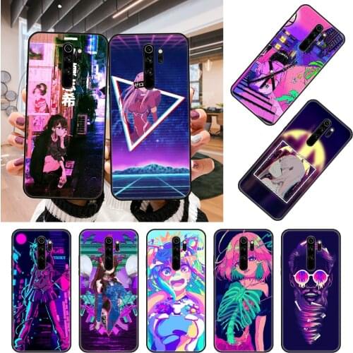 Phone Case For Xiaomi Redmi Note 8 8T 7 7A 9 9A 9S 8A 4 5 6 Pro Black Cover Bumper 3D Funda Silicone Anime Vaporwave Glitch