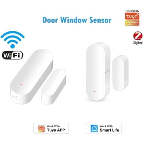 Tuya WiFi/ZigBee Smart Door Window Sensor Door Magnetic Alarm Detector Smart Life/Tuya App Remote Control With Motion Detection