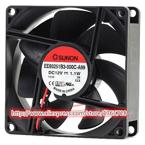 Brand new SUNON 80*80*25mm 8cm fan EE80251B3-000C-A99 12V 1.1W 2wires ,in stock