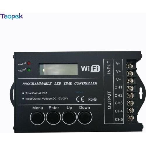 TC420 TC421 WiFi Time Led Controller Programmable Dimmer RGB Aquarium Lighting Timer Input 5 Channels 20A for Led Strip 12v/24v