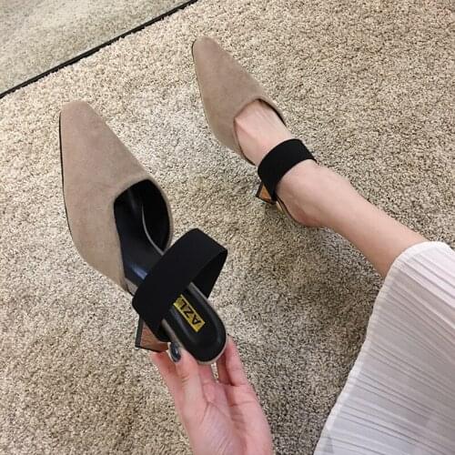 Womens Shoes Slippers Outdoor 2020 New Spring Pointed High Heels Fashion Muller Sandals