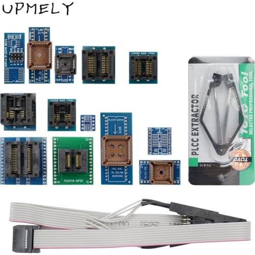 Free Shipping Upmely 13 PCS Universal Adapter Socket+ IC Extractor for Programmer TL866A TL866CS G540 Programing Caculator
