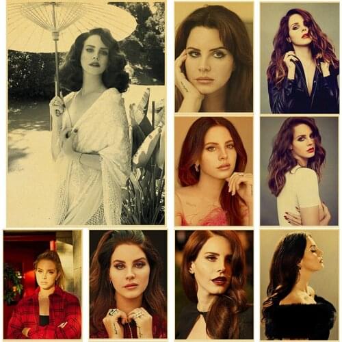 Vintage Kraft Paper Posters Celebrity Singer Lana Del Rey Portrait Paintings for Home Room Bar Cafe Art Wall DIY Decor Stickers