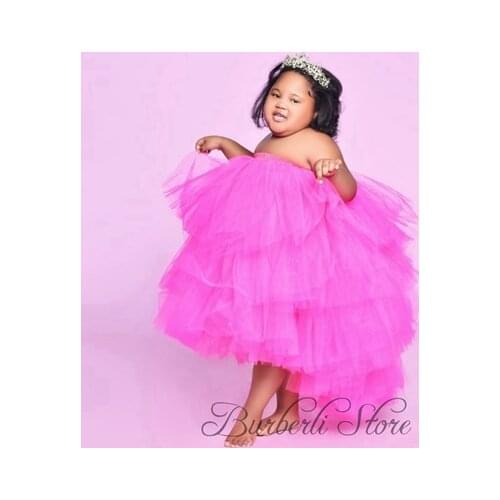 Little Girls Tiered Ruffles Tulle Skirts For Photoshoot Long Tutu Skirt Flower Girl Dress Formal Wear Kids Birthday Party Dress